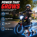 Black 24V Electric Motorcycle with 180W Motor for Kids Aged 6-12