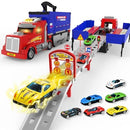 Race Track Adventure Set with 6 Metal Cars, Lights & Sounds | Compact Design