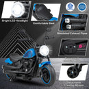 Blue 6V Electric Motorcycle for Kids with Training Wheels, LED Lights, and Music