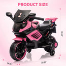 6V Battery-Powered Pink Ride-On Motorcycle for Kids with Headlight Wheels