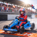 Qaba Blue 24V Electric Drift Go Kart for Kids with Dual Motors