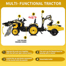 24V Kids 3-in-1 Ride-On Tractor, Excavator, and Bulldozer with Remote Control and Trailer