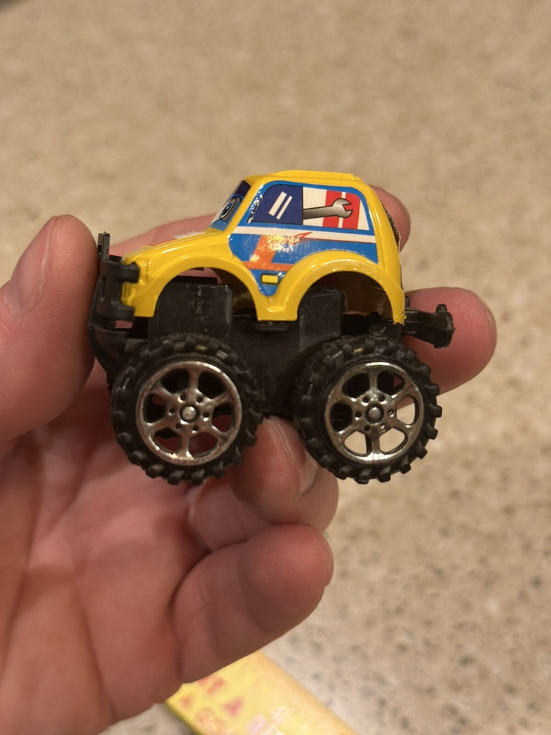 Set of 2 Micro Pull-Back Cars 2-Inch – Yellow SUV Racer & Black Police Car
