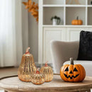 Set of 3 Gold Mercury Pumpkins with Battery Operation