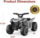 6V Kids Electric ATV Quad 4-Wheeler with Gray Treaded Tires - 1.8MPH
