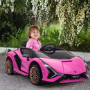 12V Pink Lamborghini SIAN Electric Ride-On Car for Children