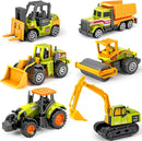 Mini Alloy Construction Vehicle Set for Kids - 6 Piece Excavator and Tractor Collection 1/64