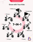 KRIDDO TC008 7-in-1 Push Tricycle with Parental Steering Handle for Ages 1.5 to 5 Years