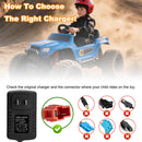 24V Charger for Ride-On Toys with Red Square Plug