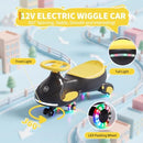 12V Pedal Wiggle Car and Swing Combo for Kids - Rechargeable Black