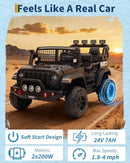 24V Electric Ride-On Car Truck for Big Kids, 2-Seater in Black