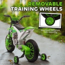 Green 12V Electric Motorcycle for Kids with Treaded Tires and 5mph Speed