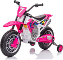 12V Kids' Rose Pink Motorcycle with Training Wheels