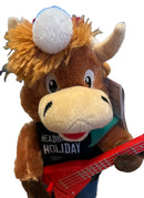 Festive Animated Cow with Guitar Playing Jingle Bells
