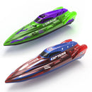 DEERC 13-Inch RC Boat Set for Kids with 4 Batteries and LED Lights