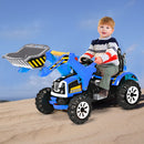 Battery Operated Blue Ride-On Excavator Truck with Front Loader Digger for Kids