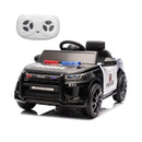 12V 4.5Ah Remote-Controlled Electric Police Car for Kids - Black with LED Lights