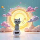Gray Solar-Powered Twirling Cat Figurine - 4 Inches Tall
