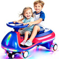 Blue 12V Electric Wiggle Car for Children, Two-Seater with LED Lights and Illuminated Wheels