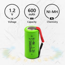 8-Pack 1.2V 600mAh Ni-MH 2/3AA Rechargeable Batteries with Tabs