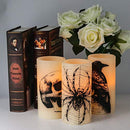 Battery-Operated Halloween Skull Flameless Candles with 6-Hour Timer - Set of 3