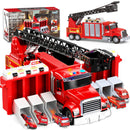 Large 6-in-1 Water Fire Truck Set with Six Race Cars for Kids Ages 3-5