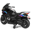 12V Electric Kids Motorcycle with Training Wheels and Light - Black