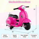 Children's Electric Motorcycle with Training Wheels, Headlight, Horn, and 6V Battery