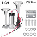 Chrome Dual Trumpet Air Horn System for Trucks, SUVs, and Tractors