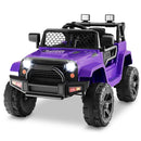 12V Electric Purple Ride-On Truck for Kids with Remote, Music, and Lights