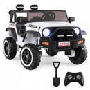 24V Dual-Seater Children's Electric Truck with Secure Doors, Remote Operation, Sound Horn & Music - White