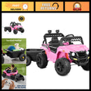 12V Electric Ride-On UTV Car and Trailer for Kids with Parental Control, LED Lights, and Bluetooth