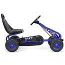 Babyjoy Blue 4-Wheel Pedal Go Kart for Kids with Adjustable Seat and Handbrake