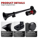 12V 150dB Black MotoHorn Truck Air Horn with Button