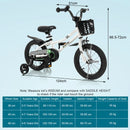 14-Inch Black and White Kids Bike with Dual Training Wheels for Ages 3-5