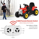 Honeyjoy 12V Red Kids Ride-On Tractor with Trailer, Remote Control, and Lights