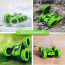 Green Double-Sided RC Stunt Car with Headlights for Kids Aged 6–12