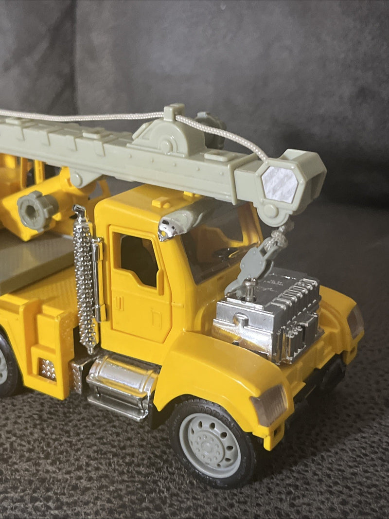 Yellow Die-Cast Micro Construction Crane Truck with Lights and Sounds