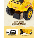 Kids' Yellow Excavator Digger Car with Music and Helmet, 55 lbs Capacity