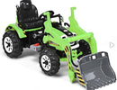 Glacer Green & Black 12V Battery-Powered Kids Ride-On Tractor with Front Loader Excavator