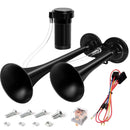 Dual 150 dB Black Electric Train Air Horn with Compressor - 12V