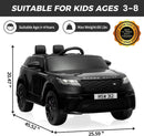Licensed Black 12V Electric Land Rover Ride-On Car for Kids with Remote