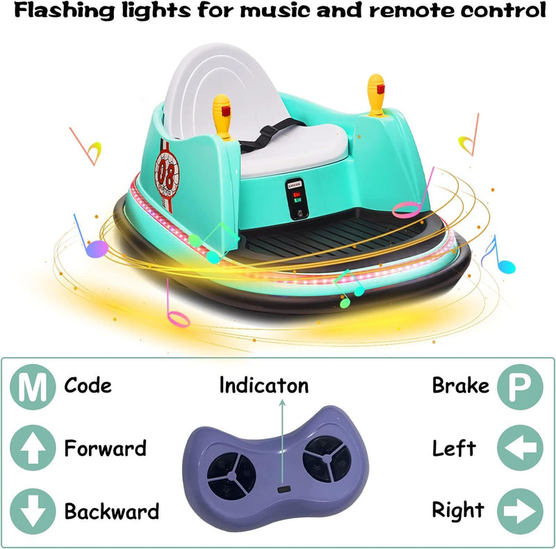 6V Electric Ride-On Bumper Car with Remote Control for Kids and Toddlers