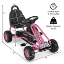 Costzon Kids' 4-Wheel Pedal Go Kart with Adjustable Seat and Handbrake in Pink