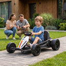 Qaba 24V Dual Motor Electric Drift Go Kart for Kids Ages 6 and Up, White