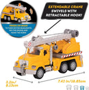 7-Inch Crane Truck Playset Featuring Lights, Sounds, and Articulated Components