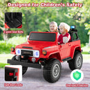 Red 12V Battery Operated 2-Seater Ride-On Car with 3-Point Seat Belts and Doors