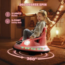 Pink 12V Remote-Controlled Bumper Car for Kids, Max Speed 1.9mph