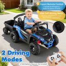 12V Electric Kids UTV with Removable Trailer, Remote Control, 3 Speed Settings, and LED Illumination