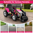 Electric Pink Road Roller Ride-On Tractor with Remote Control, LED Lights, and Music